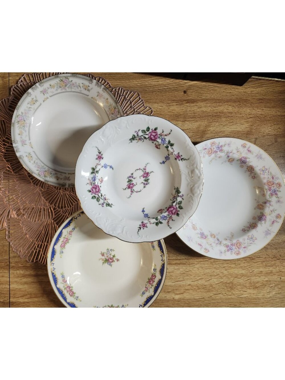 Mismatched Soup Bowls Porcelain Fine China Colorful Floral Set of 4